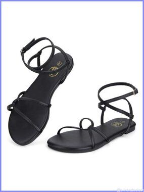 Women's Strappy Cross Lace Up Flat Sandals Ankle Strap Open Toe Gladiator